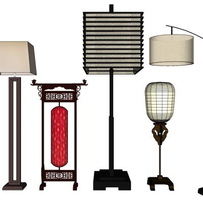 新中式日式台灯木制雕花红灯笼台灯落地灯组合