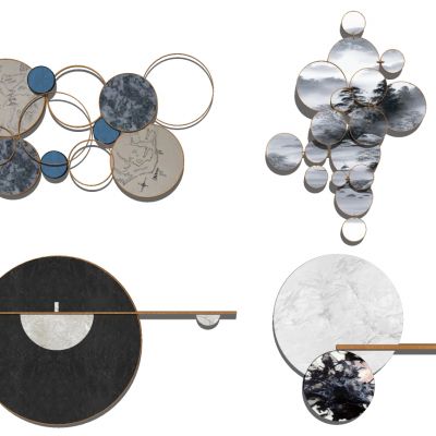 新中式床头背景墙金属墙饰挂饰挂件