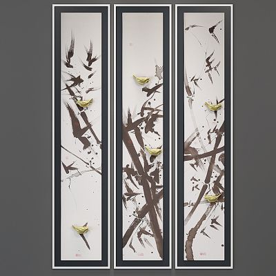 现代新中式小鸟立体画组合