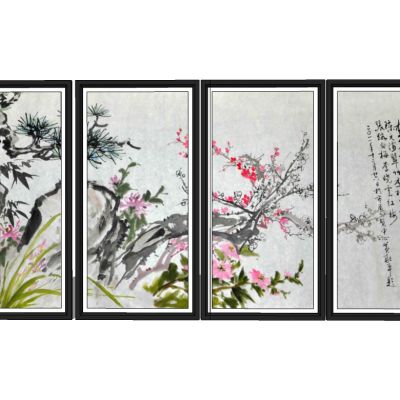 中式花鸟字画国画