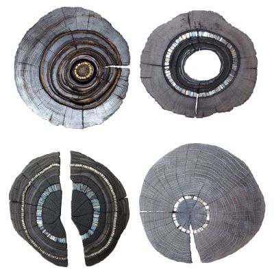 新中式树桩年轮根雕床头背景墙