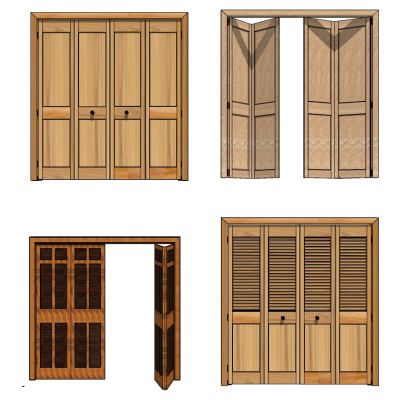 现代新中式折叠推拉门百叶双开门组合