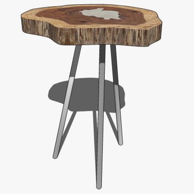 现代新中式原木木墩板民宿民俗乡村边几