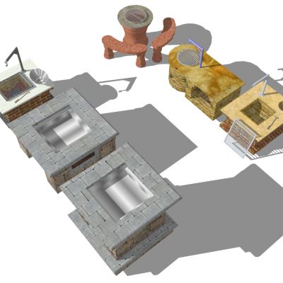 现代庭院烧烤台摊架子