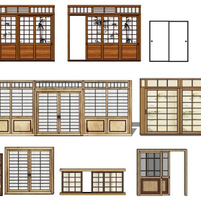 新中式推拉门组合
