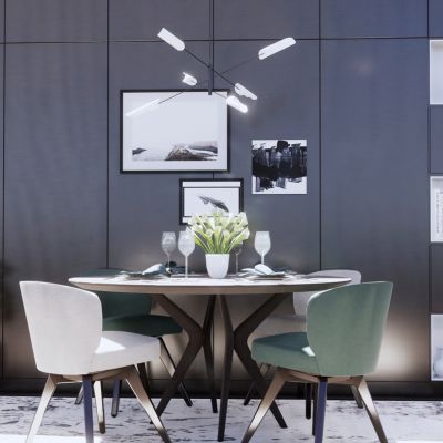 现代北欧轻奢工业风圆形餐桌