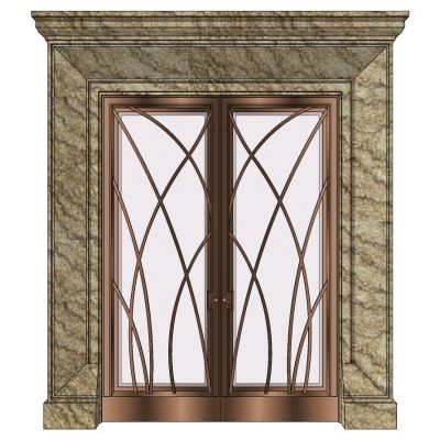 欧式法式别墅铁艺玻璃花格双开门