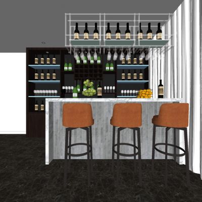 北欧吧台椅子酒架酒柜组合