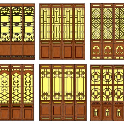 中式木花格屏风门扇