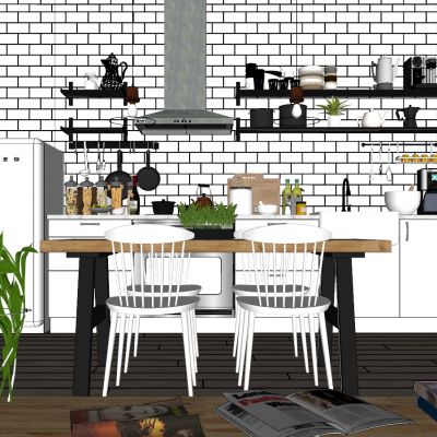 现代北欧工业风美式乡村餐厅