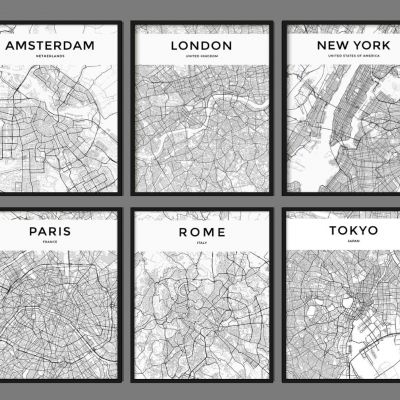 欧式法式现代地图装饰挂画