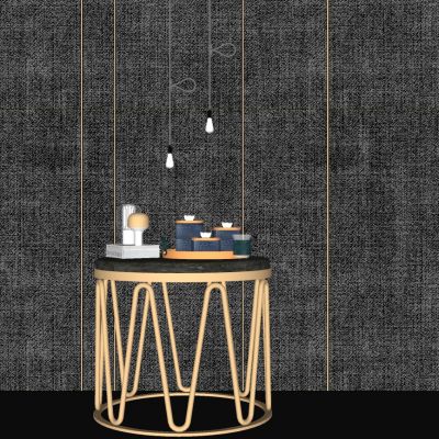 现代北欧金属实木边几摆件吊灯