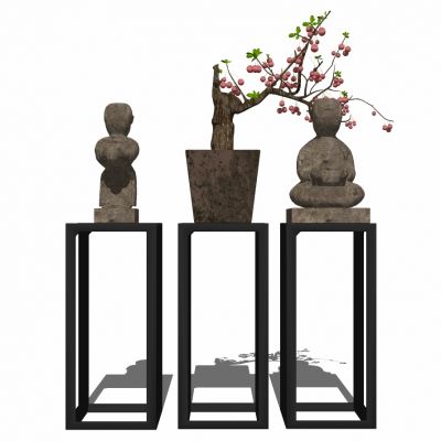 古典抽象人物雕塑摆件摆台盆栽花架摆台