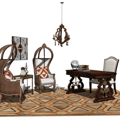 美式欧式书桌椅