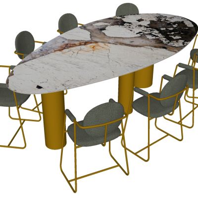 现代简约金属铁艺单人椅子大理石金属桌子