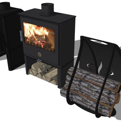 工业风壁炉火炉劈柴