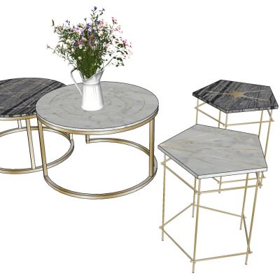 现代北欧金属实木边几茶几