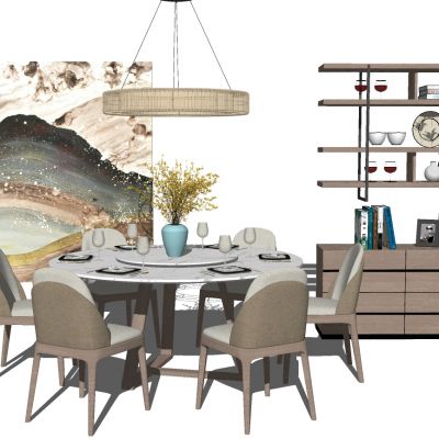 北欧现代圆形餐桌