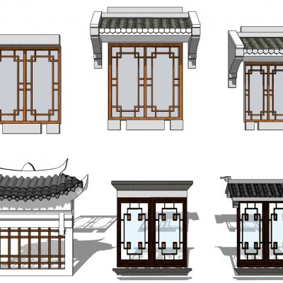 中式木花格景窗花窗窗户