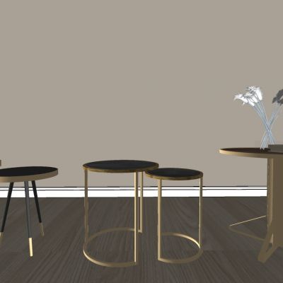 现代简约轻奢茶几边几圆几花瓶组合