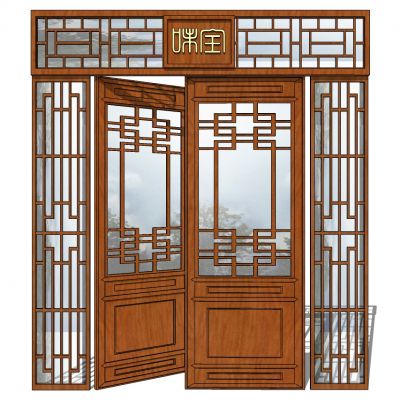 中式木花格屏风门扇