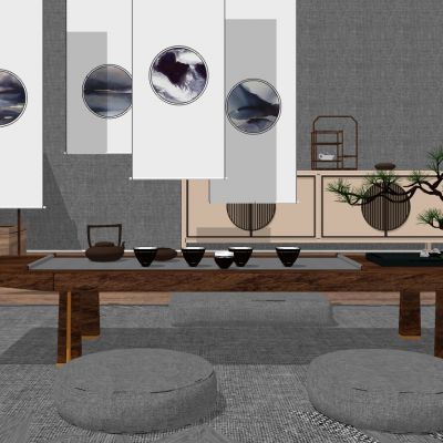 中式茶室实木茶桌椅