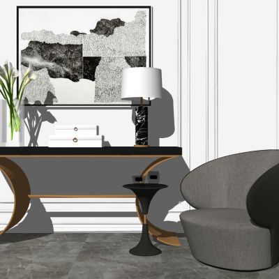 北欧现代轻奢端景条案边几摆件沙发