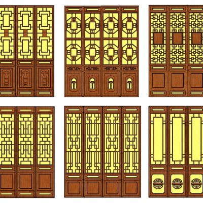 中式木花格屏风门扇