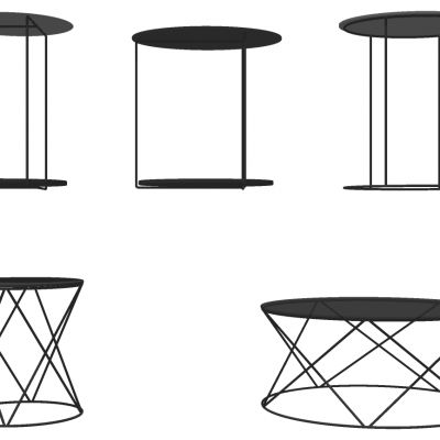 现代北欧金属铁艺边几圆几茶几组合