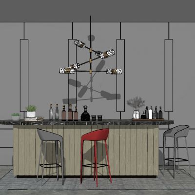 现代北欧吧台吧台椅吊灯摆件