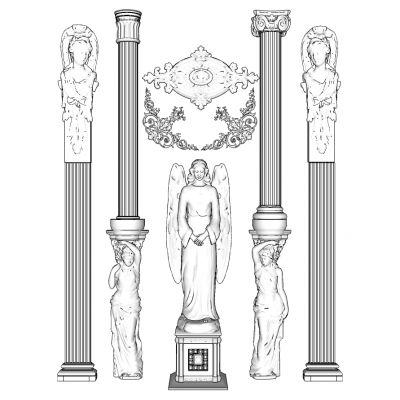 欧式法式罗马柱柱头柱子人物雕塑