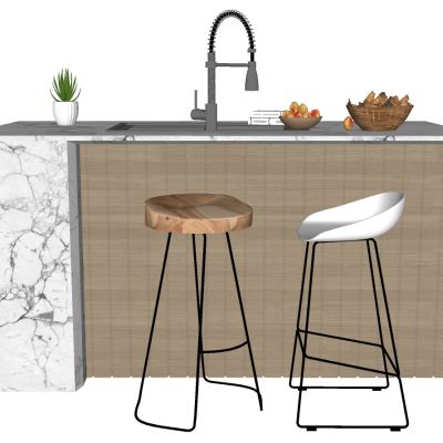 北欧现代吧台吧椅摆件组合