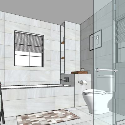 现代卫生间毛巾架玻璃隔断卫浴装饰柜