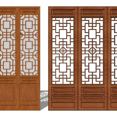 中式木花格屏风门扇