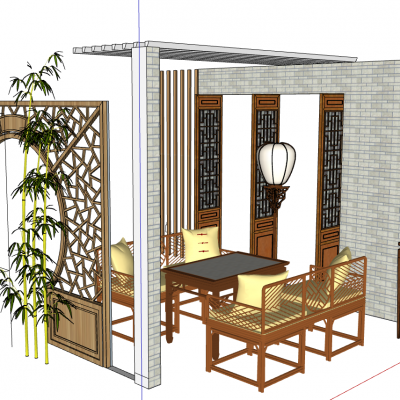 中式古典实木茶楼桌椅