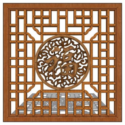 中式花格雕花花窗屏风隔断