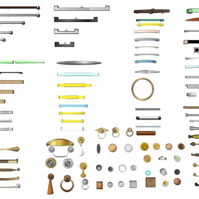 欧式现代橱柜抽屉门把手拉手五金件SU模型