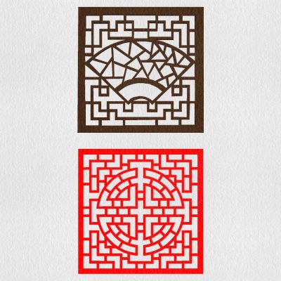 中式扇形花格雕花窗户景观窗