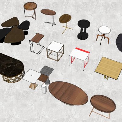 现代北欧金属大理石边几圆几茶几