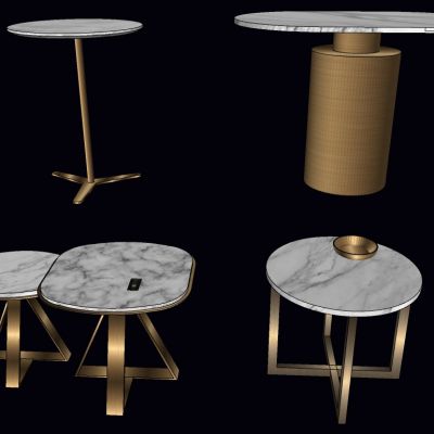 现代简欧式轻奢金属边几圆几灯几