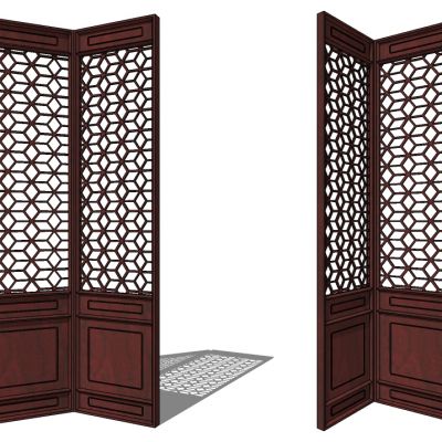 中式花格屏风隔断