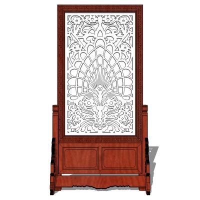 中式铁艺雕刻屏风隔断