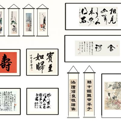 中式山水书法花鸟国画字画装饰挂画