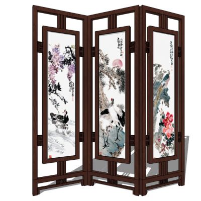 中式花格屏风隔断