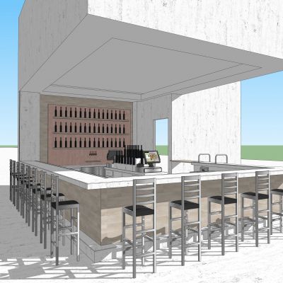 现代室外户外酒吧亭吧台吧椅