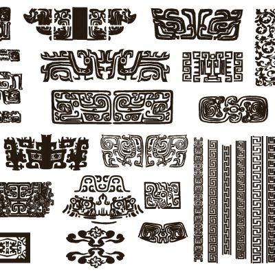 中式古典花纹纹样雕花脚线线条花线