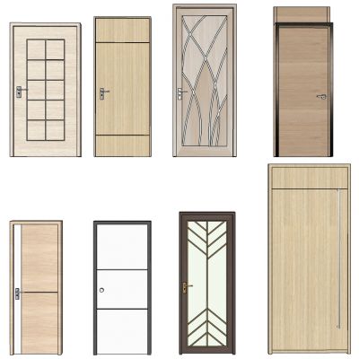 现代实木玻璃花格单开门组合
