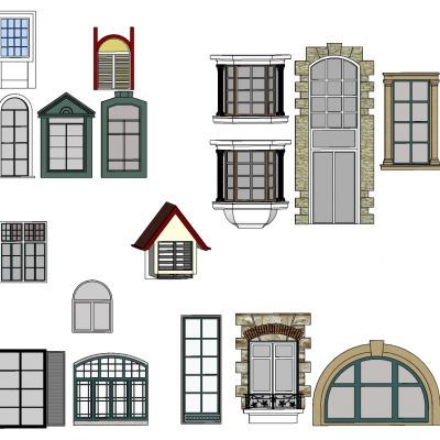 欧式建筑别墅弧形窗户罗马窗百叶窗户