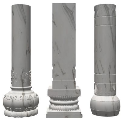 中式古典云纹石材雕花柱子柱头柱基