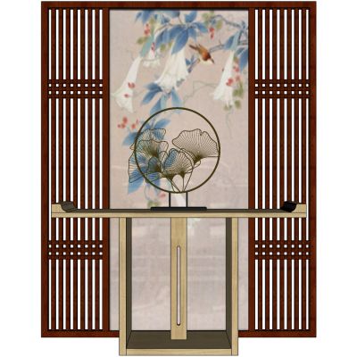 新中式实木吧台端景台屏风